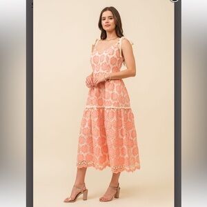 Elegant Peach Lace Dress